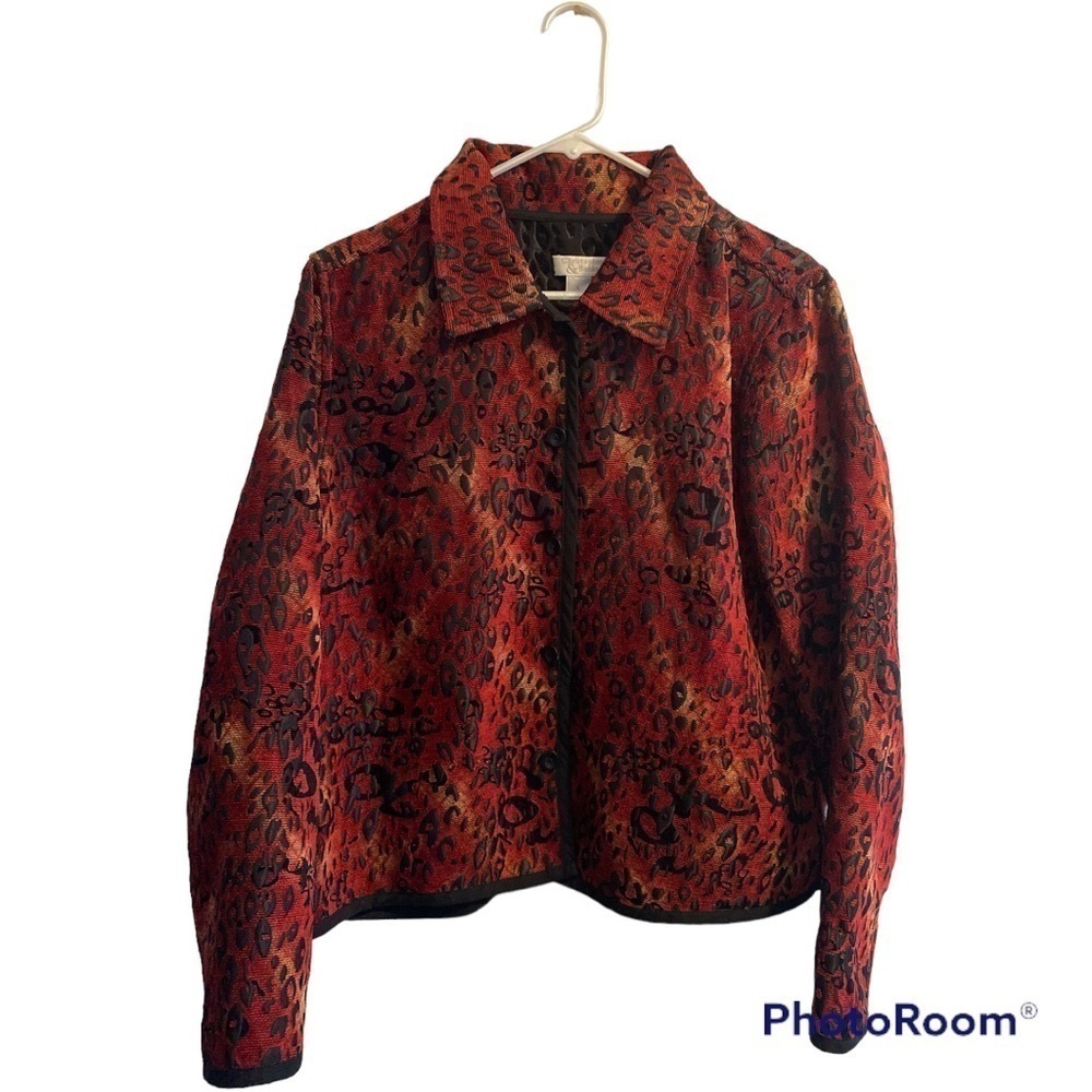 Christopher & Banks Black & Reddish / Rust Business Blazer Jacket. BEAUTIFUL!